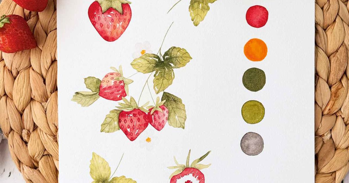 Erdbeeren Aquarell malen: Anleitung für sommerliche Motive