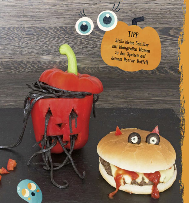 Halloween Buffet: Burger und Paprika