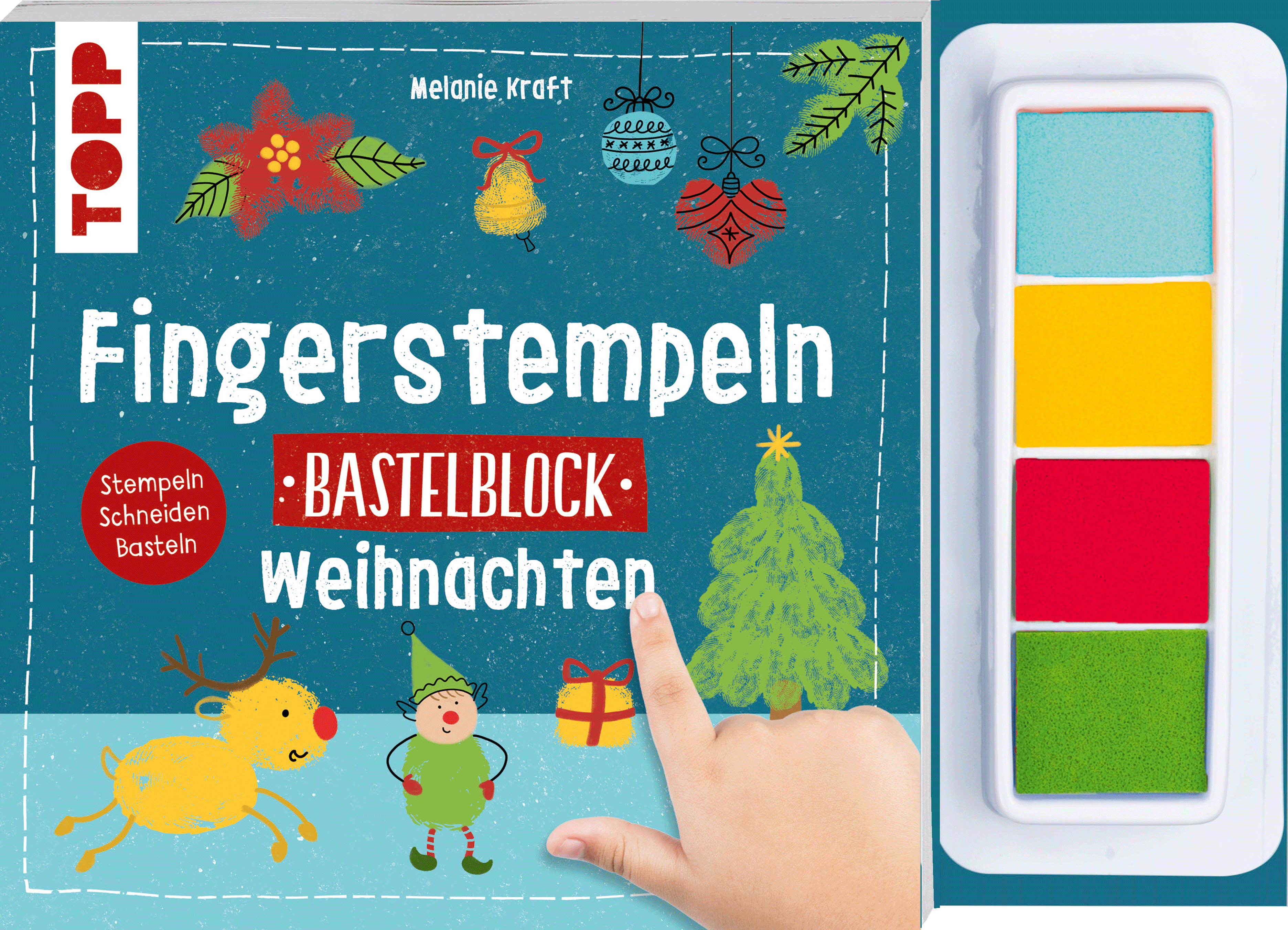 Fingerstempeln. Bastelblock Weihnachten