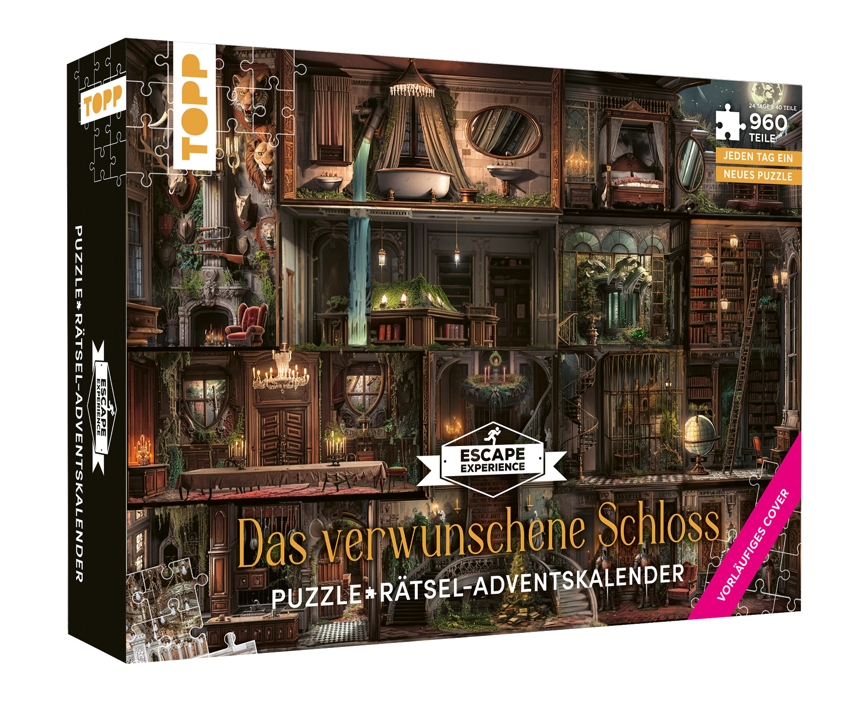 Puzzle-Rätsel-Adventskalender: Das verwunschene Schloss – 24 Puzzles mit insgesamt 960 Teilen