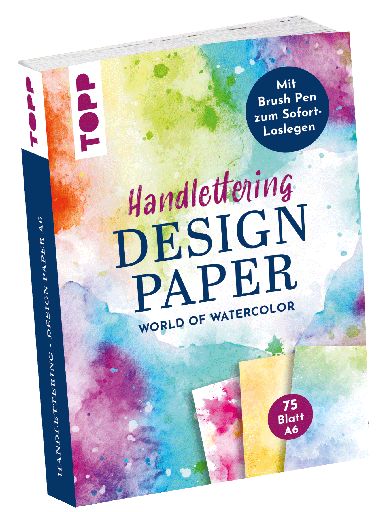 Handlettering Design Paper World of Watercolor A6 mit Brush Pen