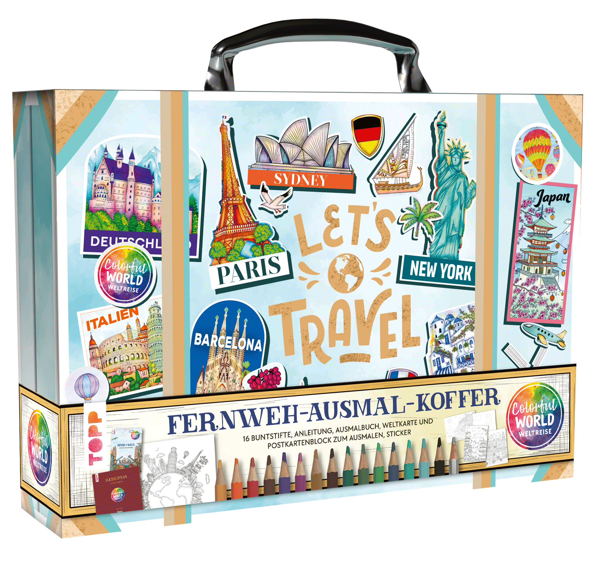 Colorful World Weltreise - Fernweh-Ausmal-Koffer Colorful World Weltreise - Fernweh-Ausmal-Koffer