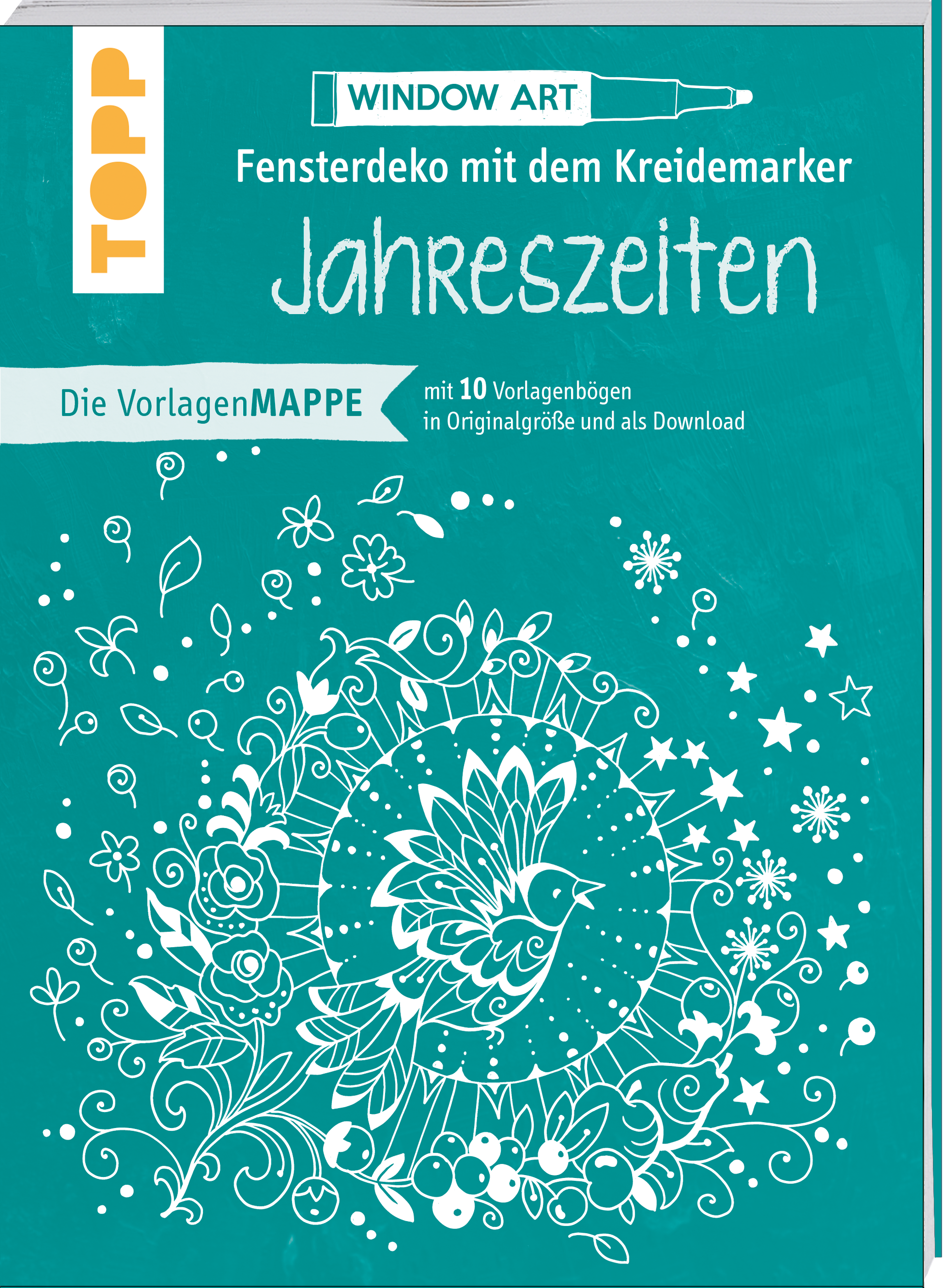 Vorlagenmappe Fensterdeko mit dem Kreidemarker - Jahreszeiten