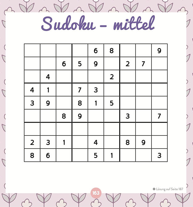 Sudoku Rätsel mit mittlerem Schwierigkeitsgrad