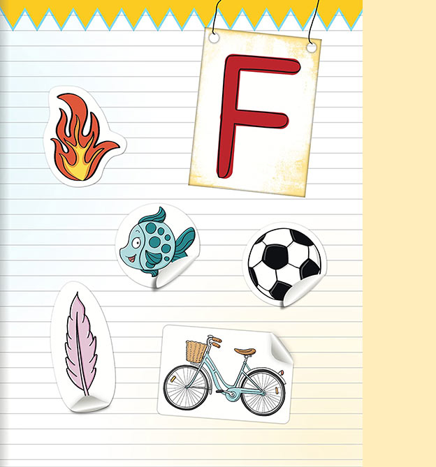 Beispiele für Sticker zum Buchstaben F