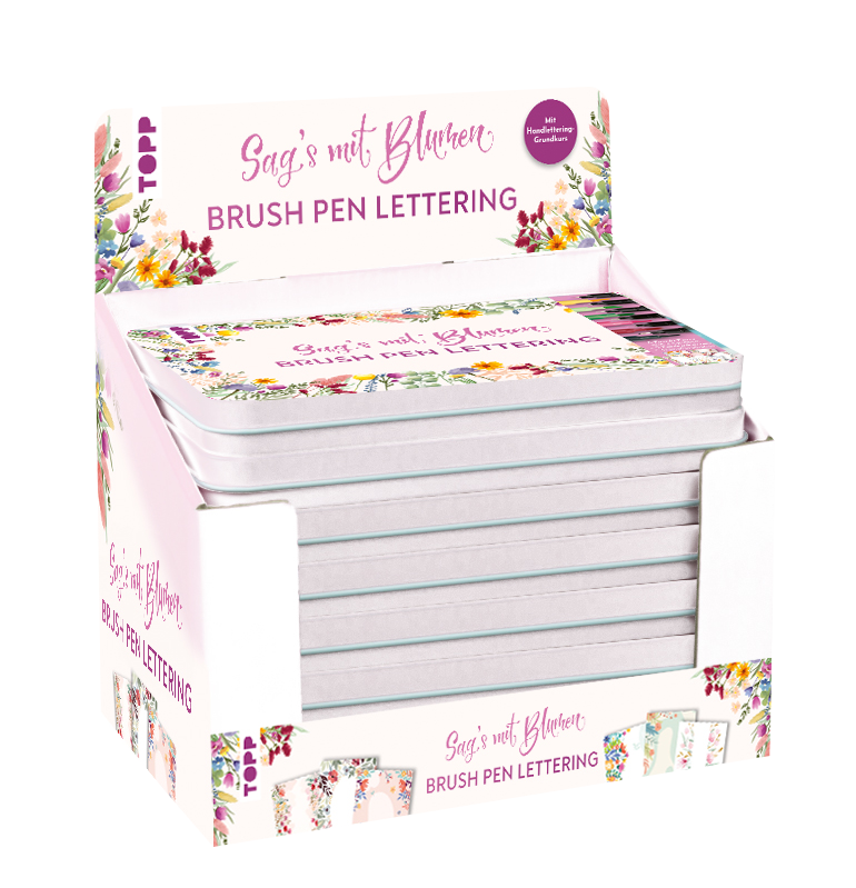 Handlettering Designdose Brush Pens Sag's mit Blumen Display, 8 Ex.