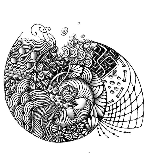 Zentangle® zeichnen lernen Spirale mit verschiedenen Mustern
